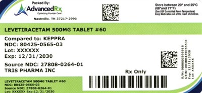 Levetiracetam 500mg #60 (Levetiracetam 500mg Tablet 80425 0565 03)